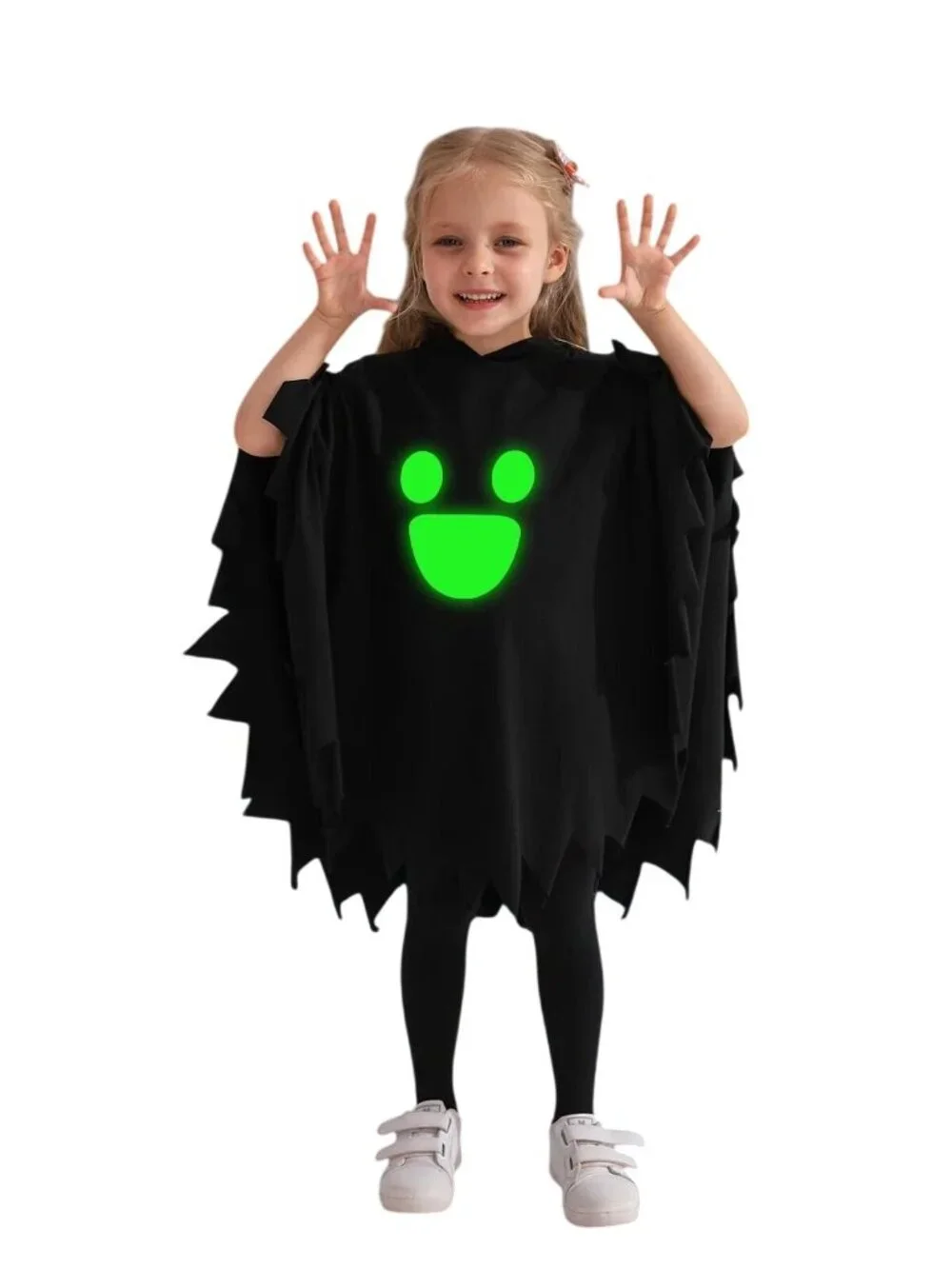 Glow In The Dark Toddler 3T-4T Halloween Ghost Costume Kids Party Hooded Cloak